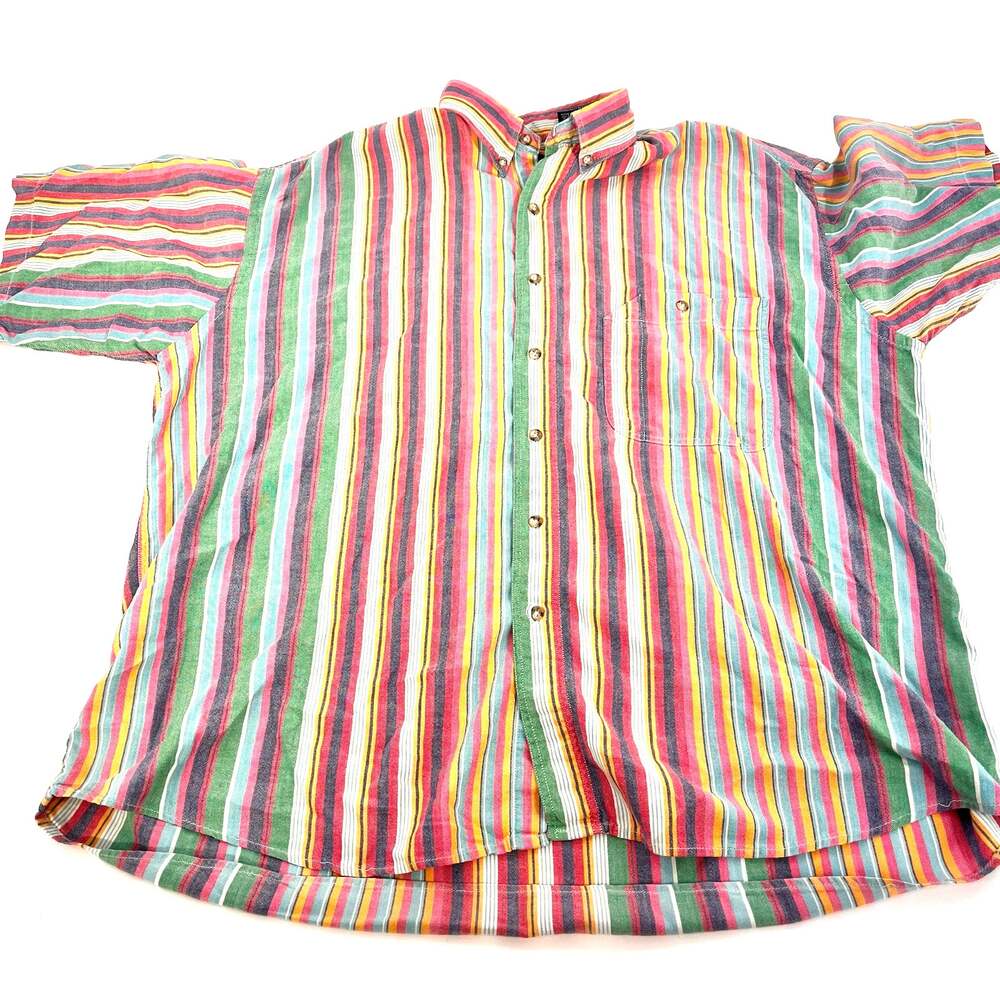 Men's 1990's 2000's pastel striped button down shirt XL pink blue green